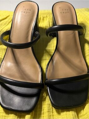 Black Double-Strap Slide Sandals